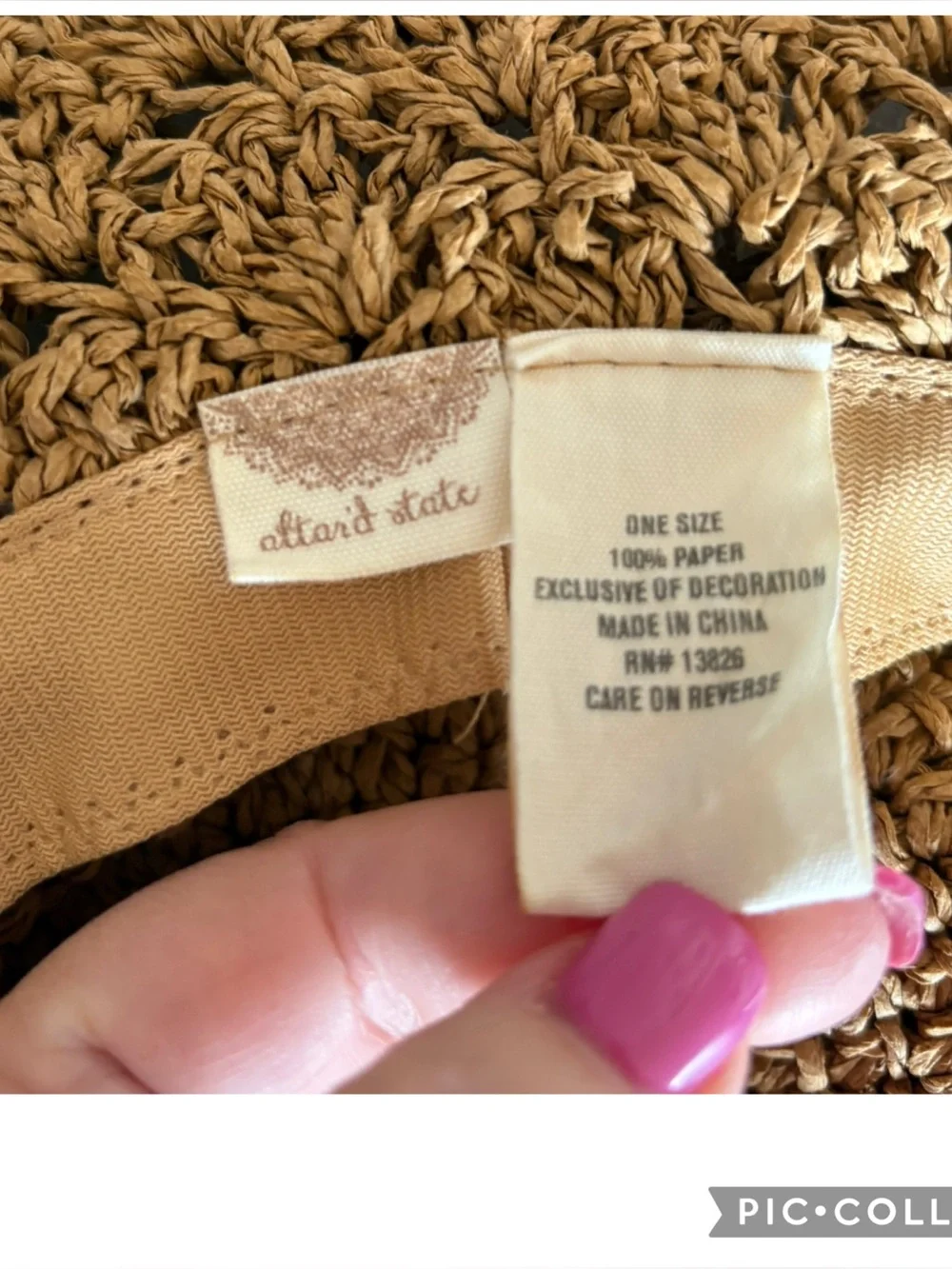 Altar’d State Crochet Floppy Sun Hat – One Size – Natural Tan